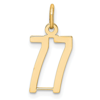14K Yellow Gold Small Elongated Number 77 Charm