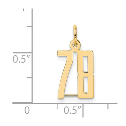 14K Yellow Gold Small Elongated Number 78 Charm