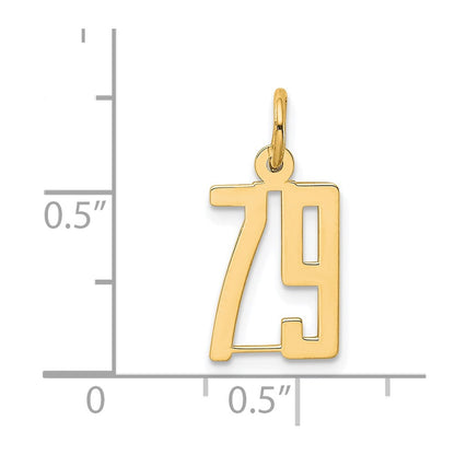 14K Yellow Gold Small Elongated Number 79 Charm