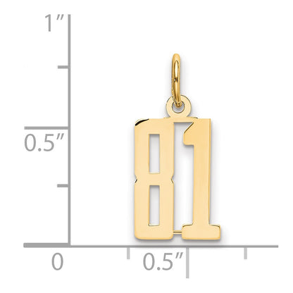 14K Yellow Gold Small Elongated Number 81 Charm