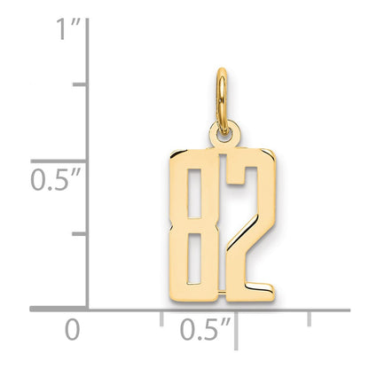 14K Yellow Gold Small Elongated Number 82 Charm