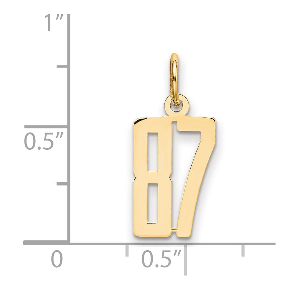 14K Yellow Gold Small Elongated Number 87 Charm