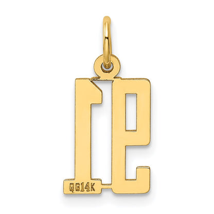 14K Yellow Gold Small Elongated Number 91 Charm