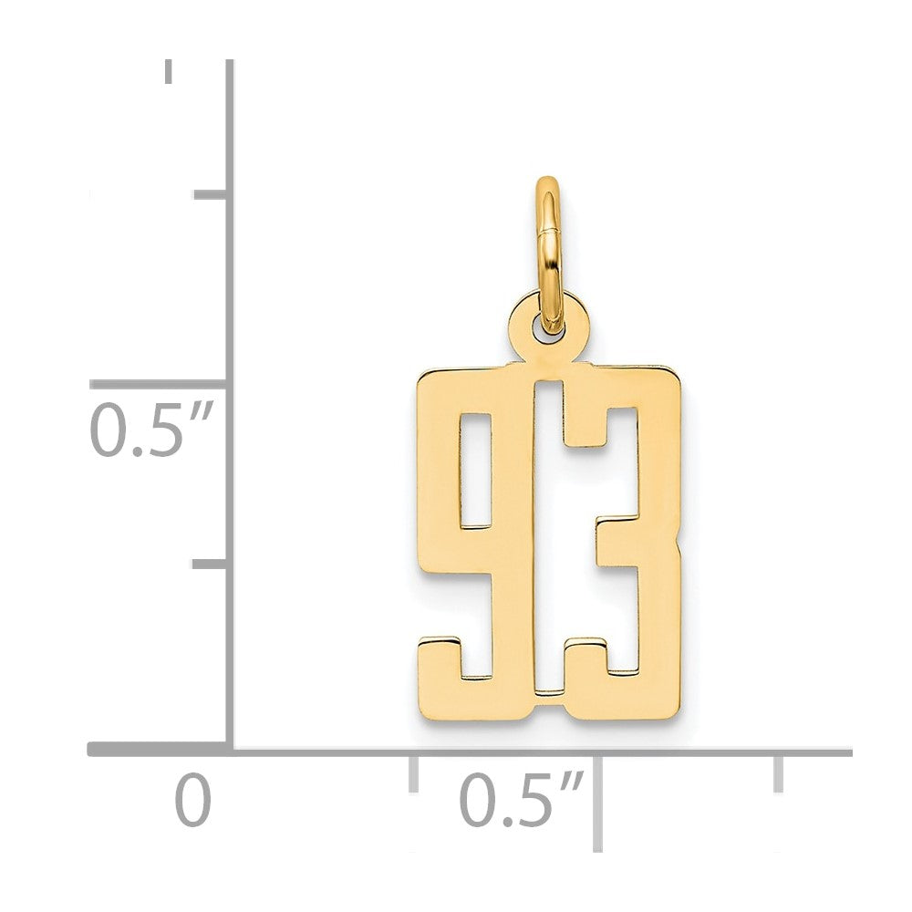 14K Yellow Gold Small Elongated Number 93 Charm