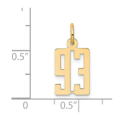 14K Yellow Gold Small Elongated Number 93 Charm