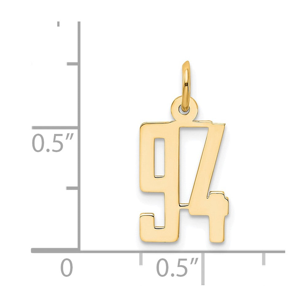 14K Yellow Gold Small Elongated Number 94 Charm