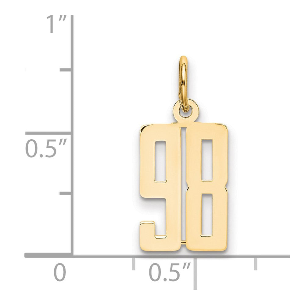 14K Yellow Gold Small Elongated Number 98 Charm