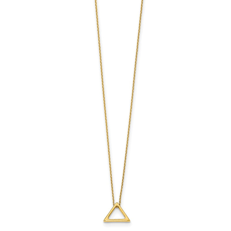 14K Yellow Gold Polished Triangle 2 In Ext. Necklace