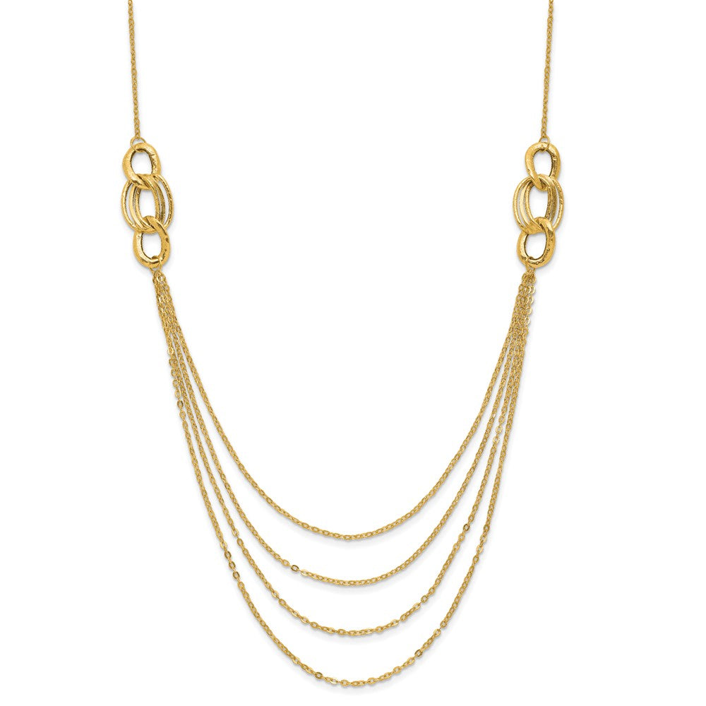 14K Yellow Gold Four Layer Rope Chain Necklace