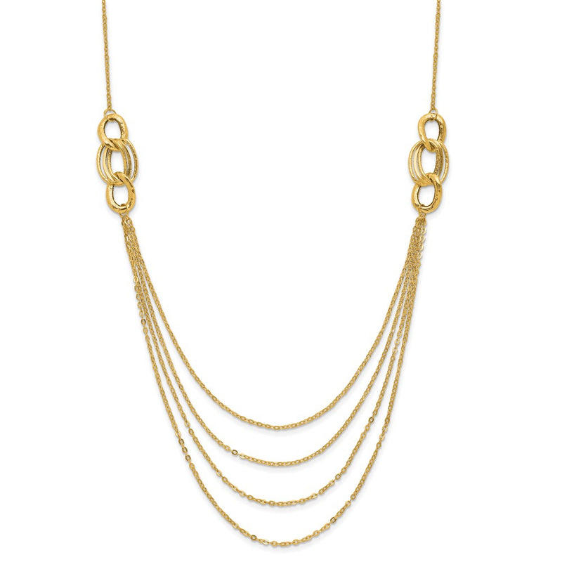 14K Yellow Gold Four Layer Rope Chain Necklace
