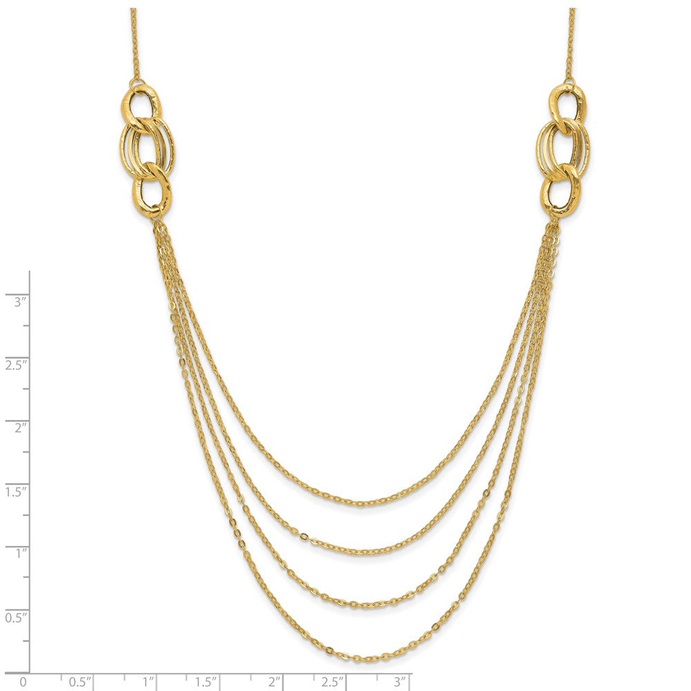 14K Yellow Gold Four Layer Rope Chain Necklace