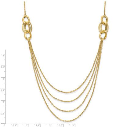 14K Yellow Gold Four Layer Rope Chain Necklace
