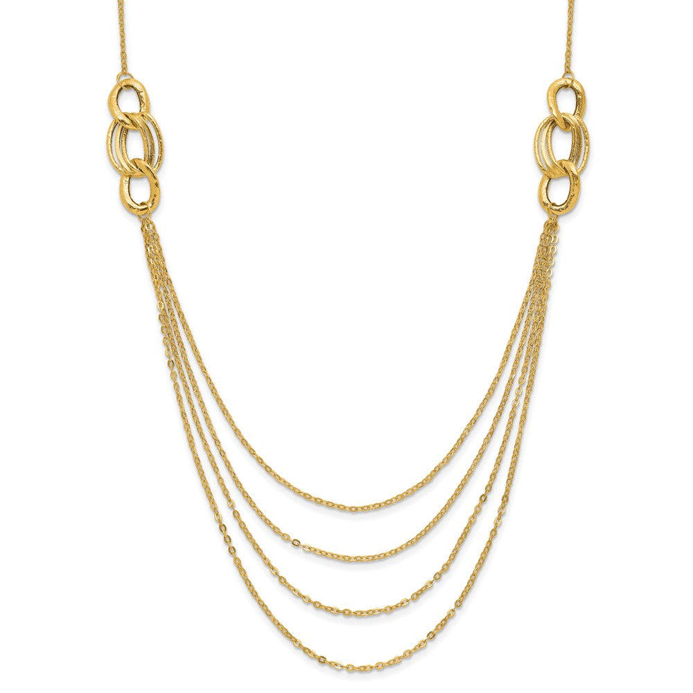 14K Yellow Gold Four Layer Rope Chain Necklace