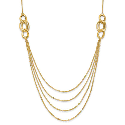 14K Yellow Gold Four Layer Rope Chain Necklace