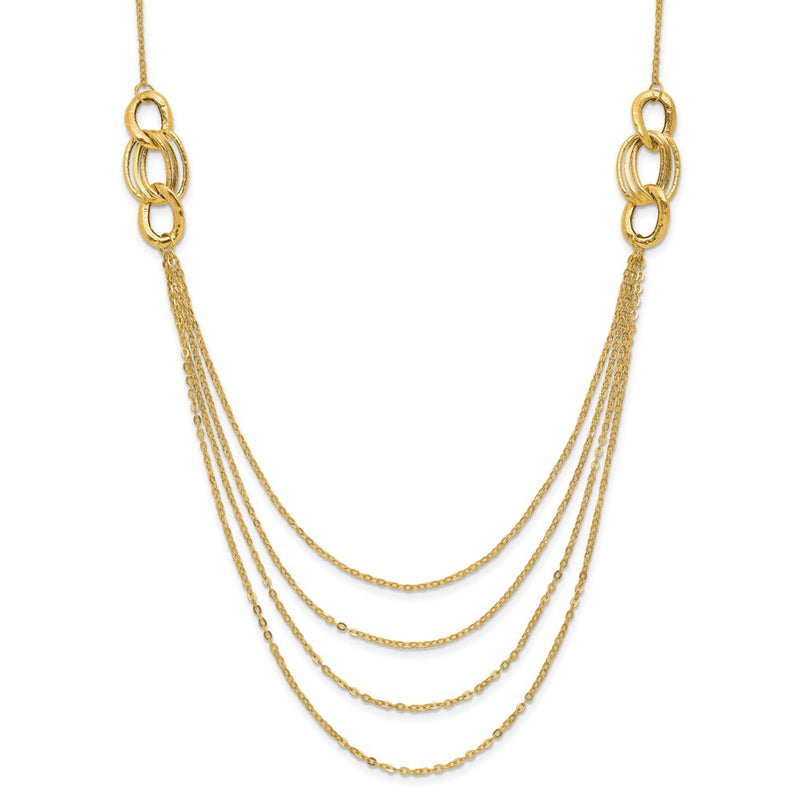 14K Yellow Gold Four Layer Rope Chain Necklace