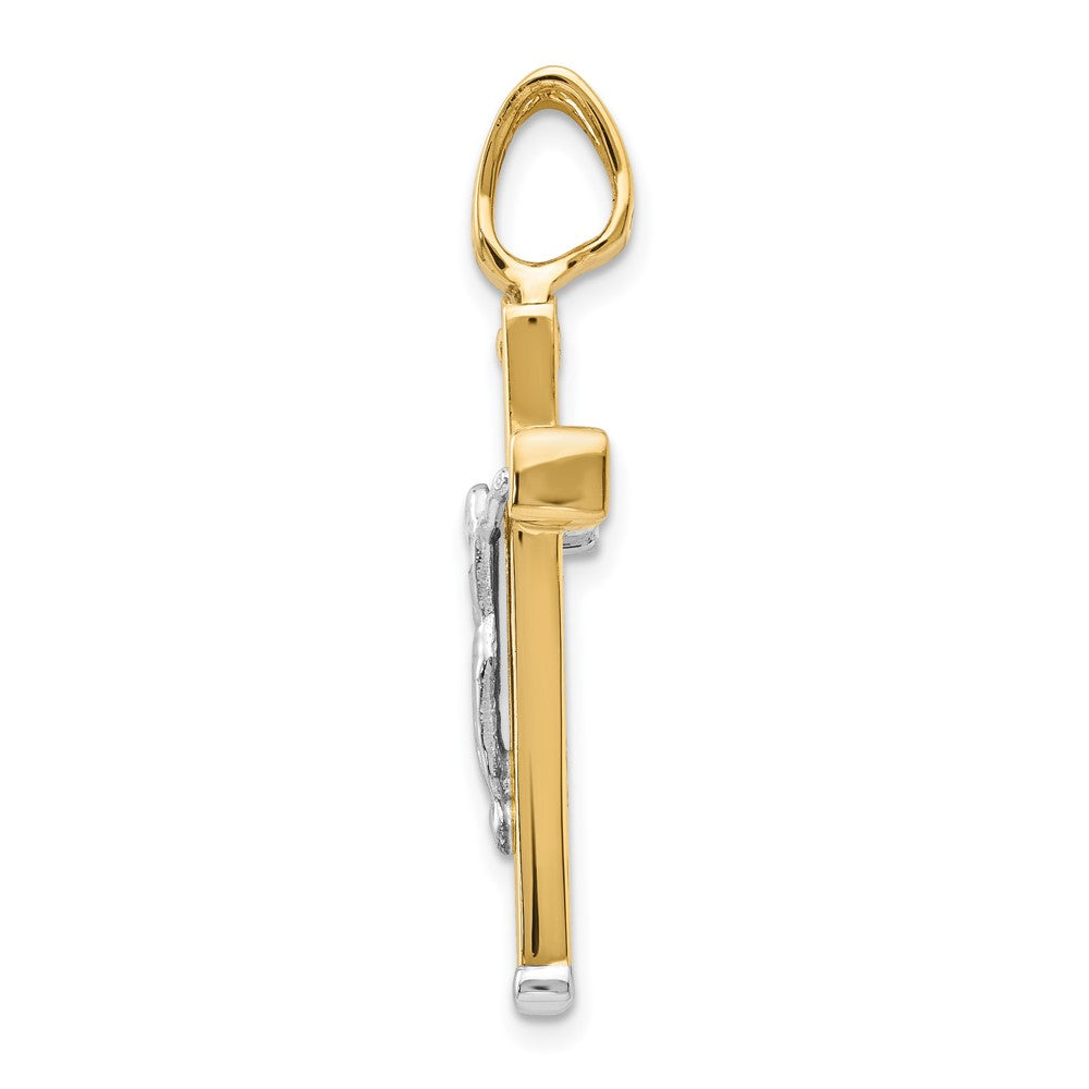 14K Two Tone Polished Crucifix Pendant