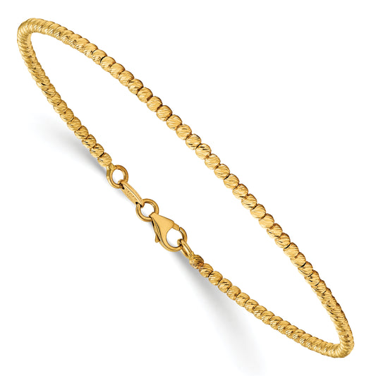 14K Yellow Gold Polished D/C Beaded Bracelet