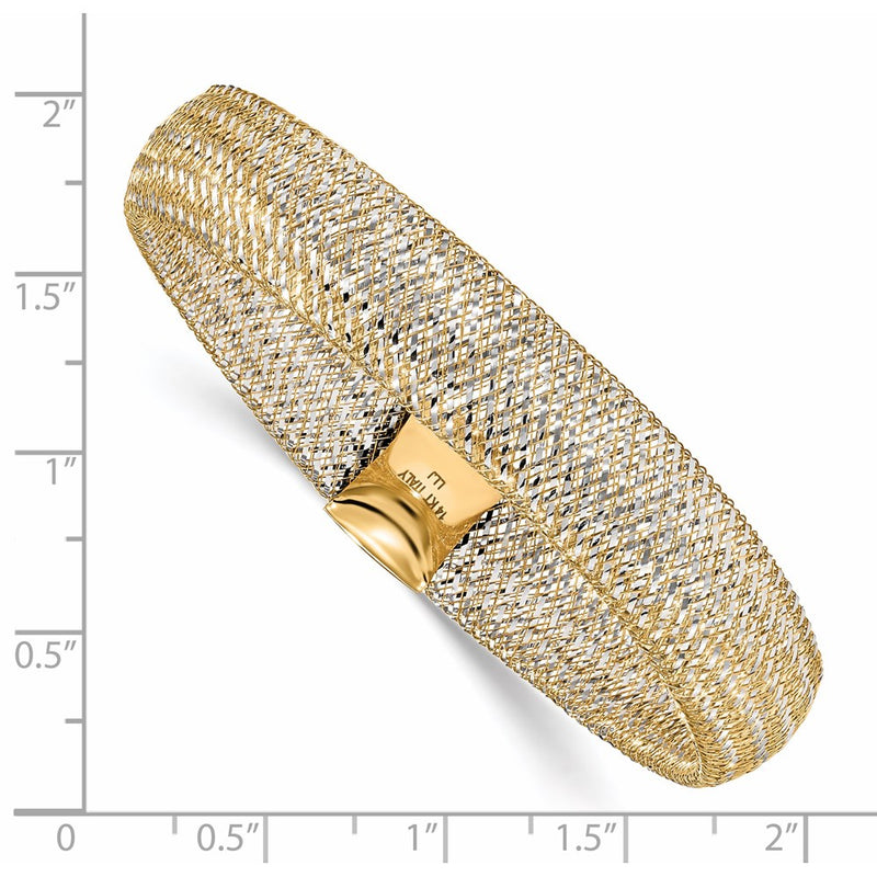14K Yellow & Rhodium Polished Mesh Stretch Bracelet