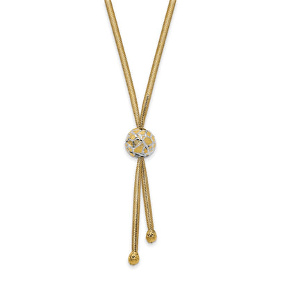 14K Yellow & Rhodium White Polished D/C Mesh Necklace