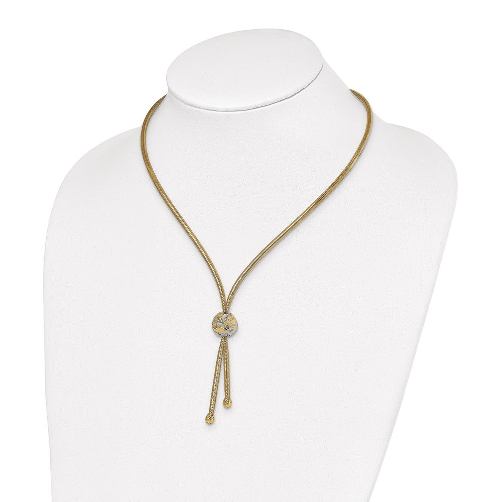 14K Yellow & Rhodium White Polished D/C Mesh Necklace