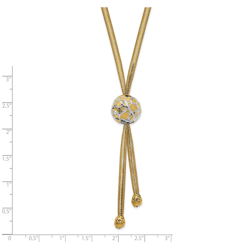 14K Yellow & Rhodium White Polished D/C Mesh Necklace