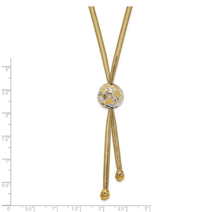 14K Yellow & Rhodium White Polished D/C Mesh Necklace