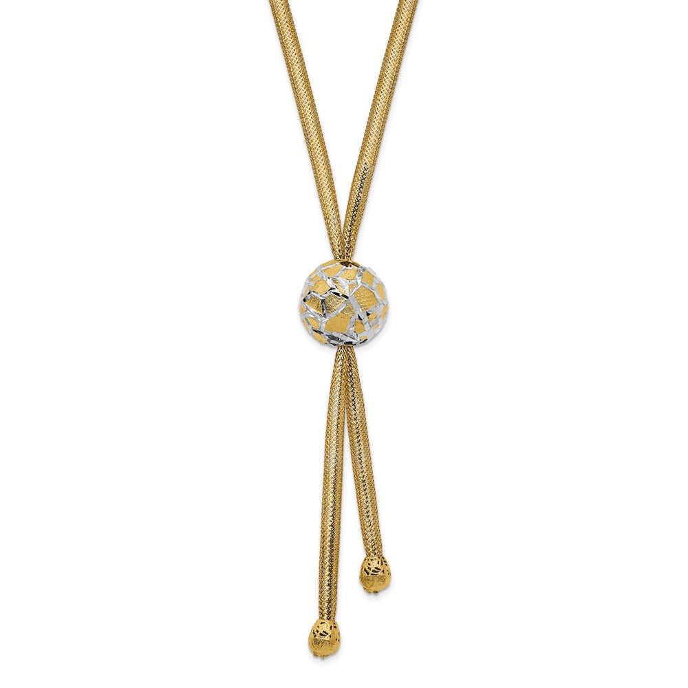 14K Yellow & Rhodium White Polished D/C Mesh Necklace