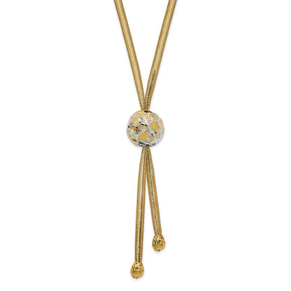 14K Yellow & Rhodium White Polished D/C Mesh Necklace
