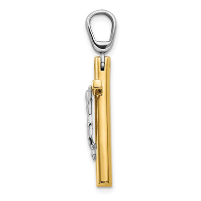 14K Two-Tone Polished Crucifix Cross Pendant