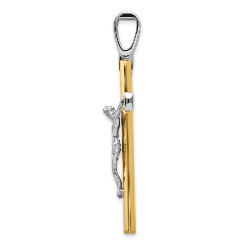 14K Two-Tone Polished Crucifix Cross Pendant