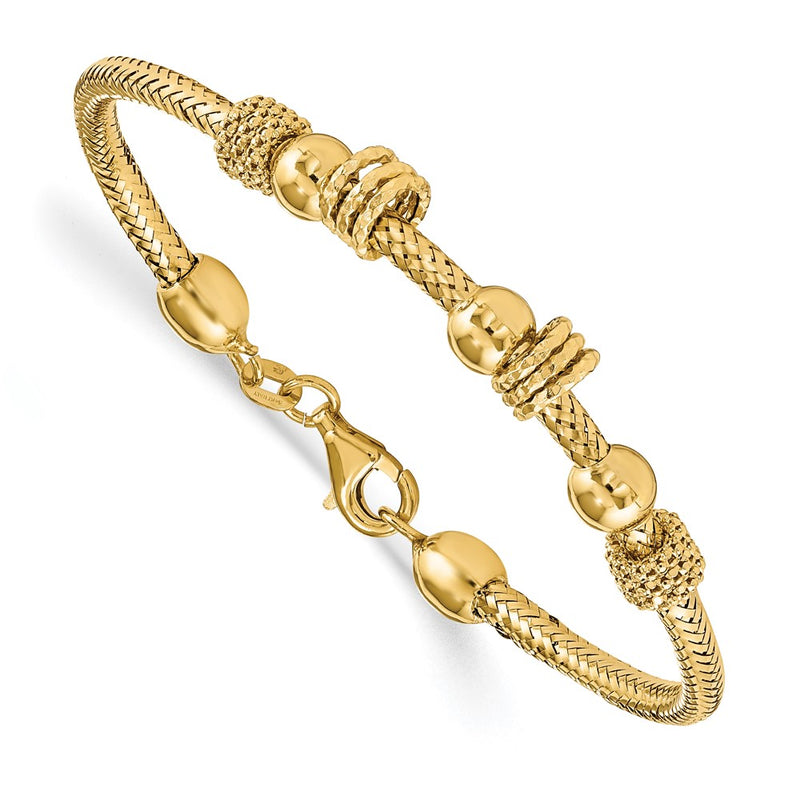7.5 Inch 14K Polished And Textured Bracelet