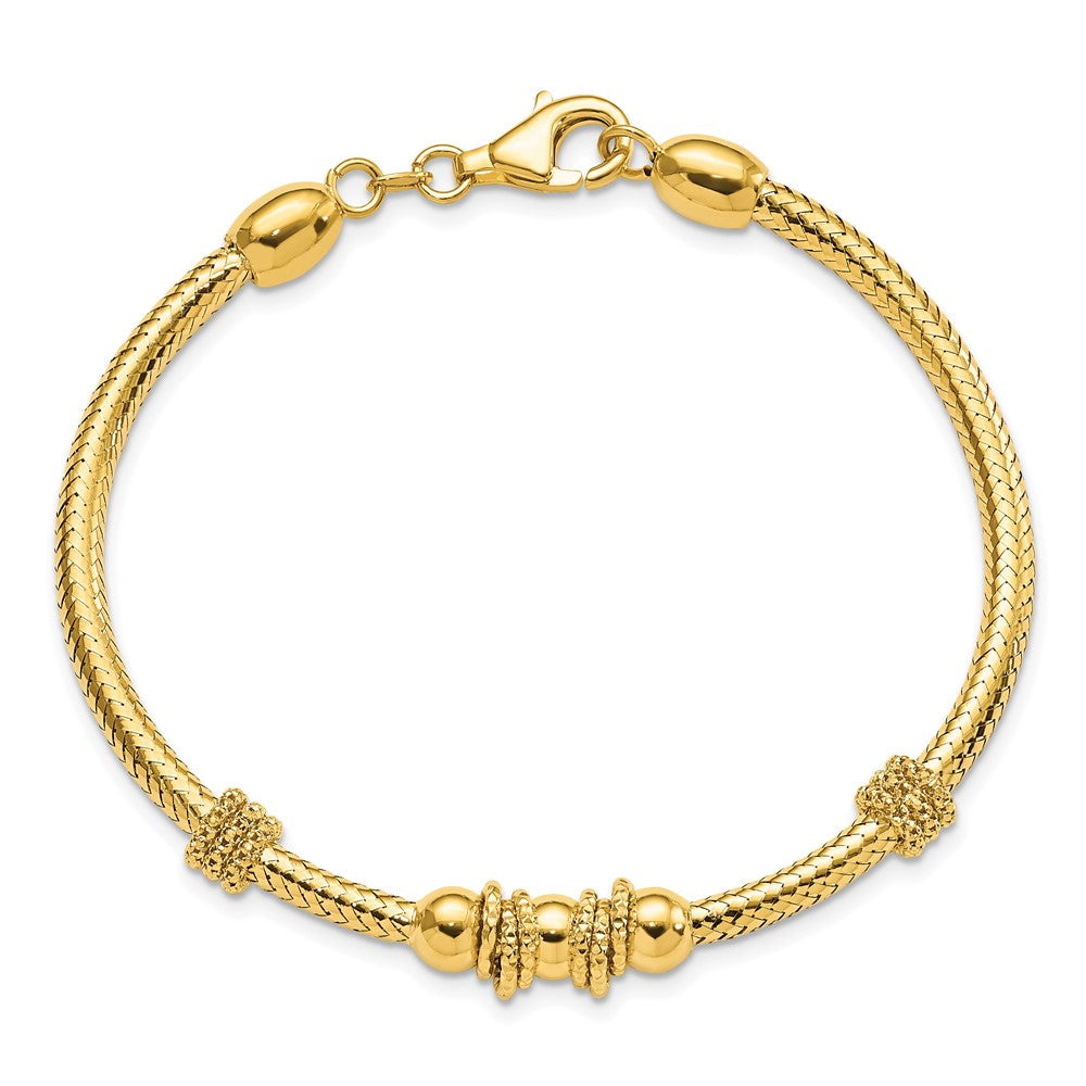 7.5 Inch 14K Polished And Textured Bracelet