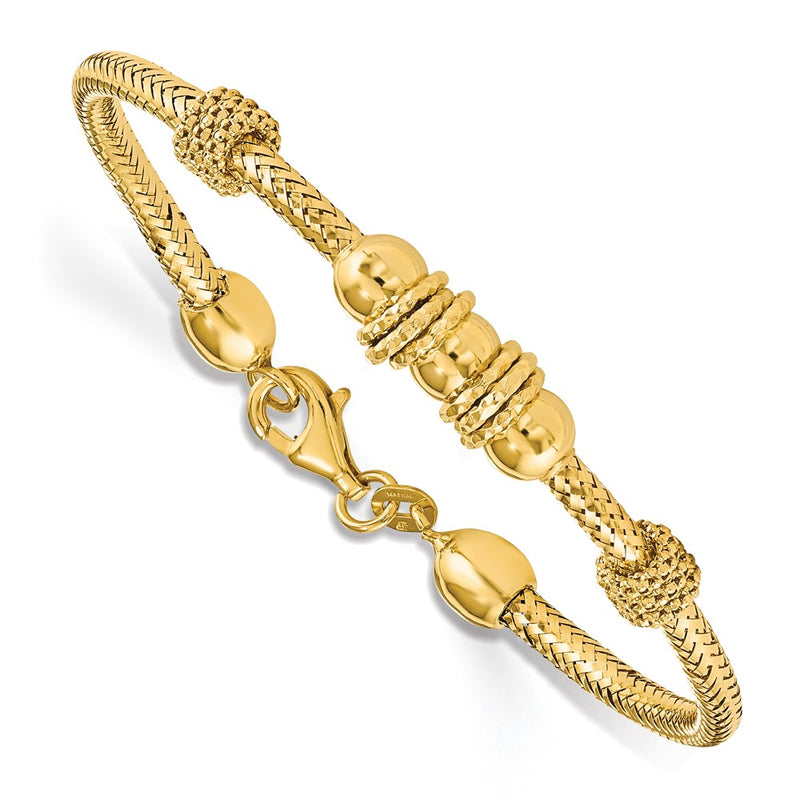 7.5 Inch 14K Polished And Textured Bracelet