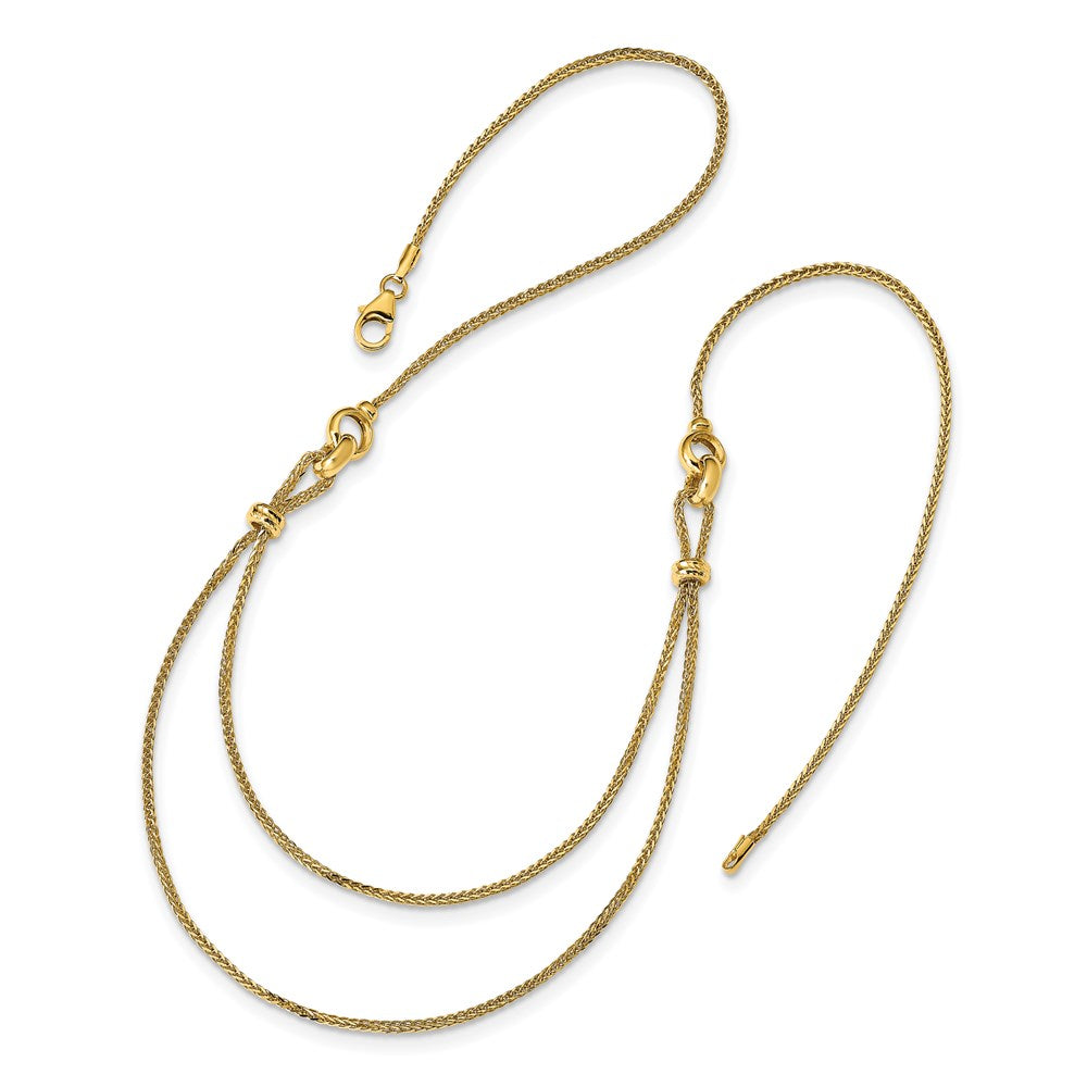 14K Yellow Gold Polished 2 Layer D/C Beaded Necklace