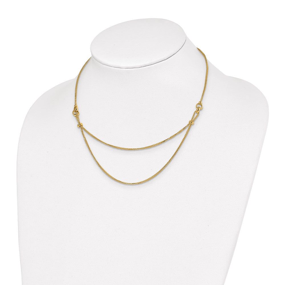 14K Yellow Gold Polished 2 Layer D/C Beaded Necklace