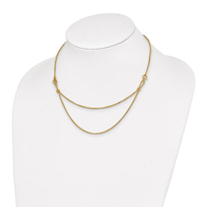 14K Yellow Gold Polished 2 Layer D/C Beaded Necklace