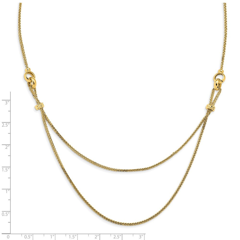 14K Yellow Gold Polished 2 Layer D/C Beaded Necklace