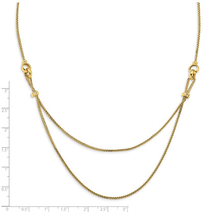 14K Yellow Gold Polished 2 Layer D/C Beaded Necklace