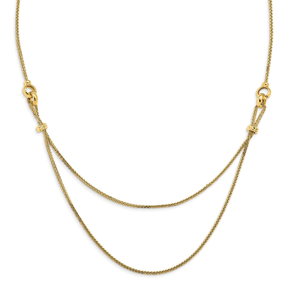 14K Yellow Gold Polished 2 Layer D/C Beaded Necklace