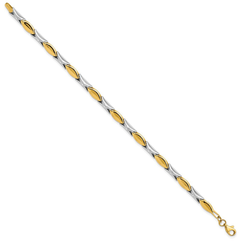 14K Two-Tone Polished Fancy Link Chain Bracelet