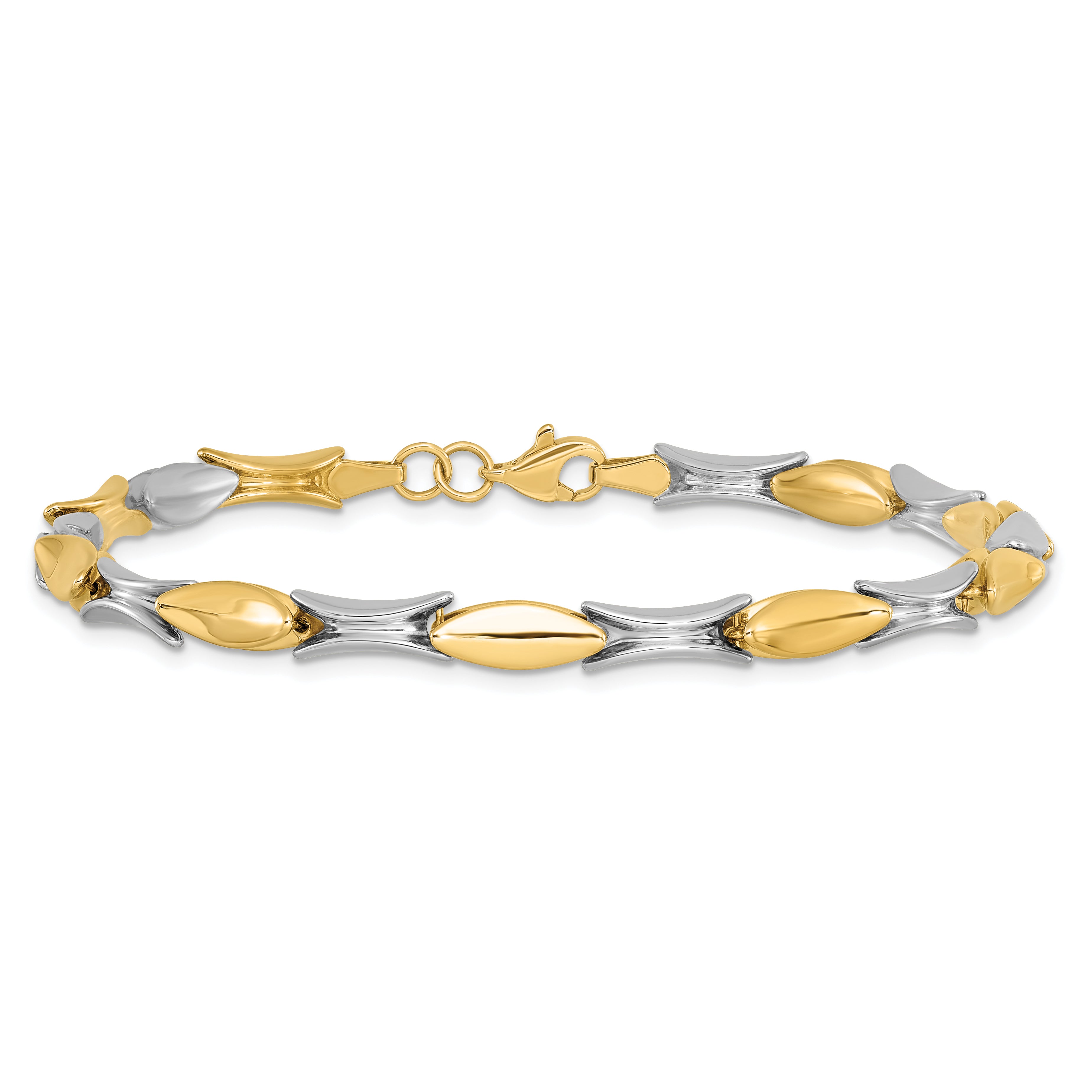 7.5 Inch 14K Two-Tone Polished Fancy Link Bracelet