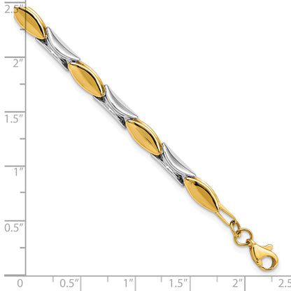 7.5 Inch 14K Two-Tone Polished Fancy Link Bracelet