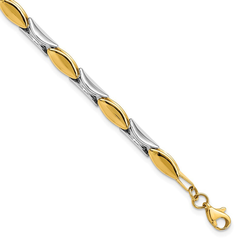 14K Two-Tone Polished Fancy Link Chain Bracelet