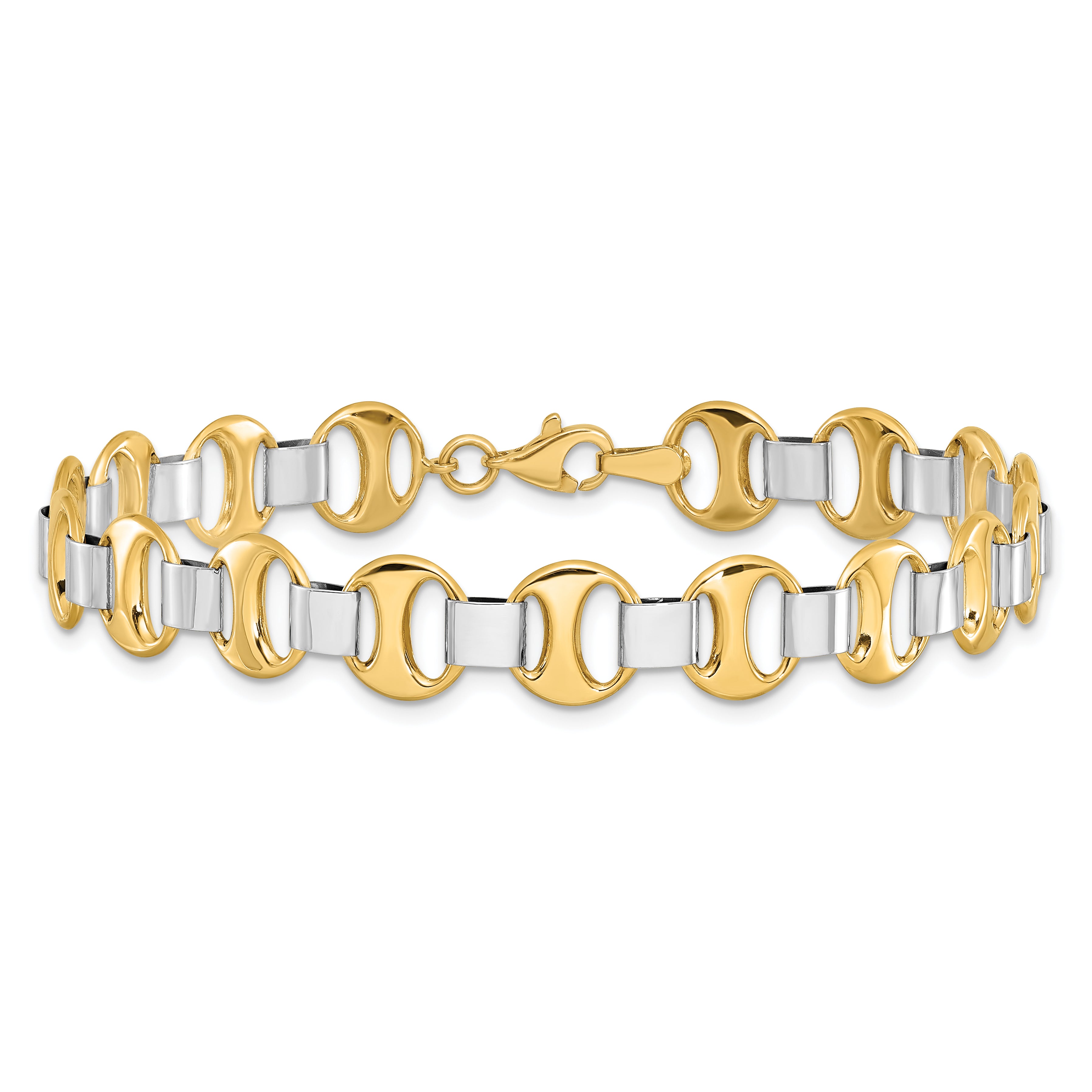 7.5 Inch 14K Two-Tone Polished Fancy Link Bracelet