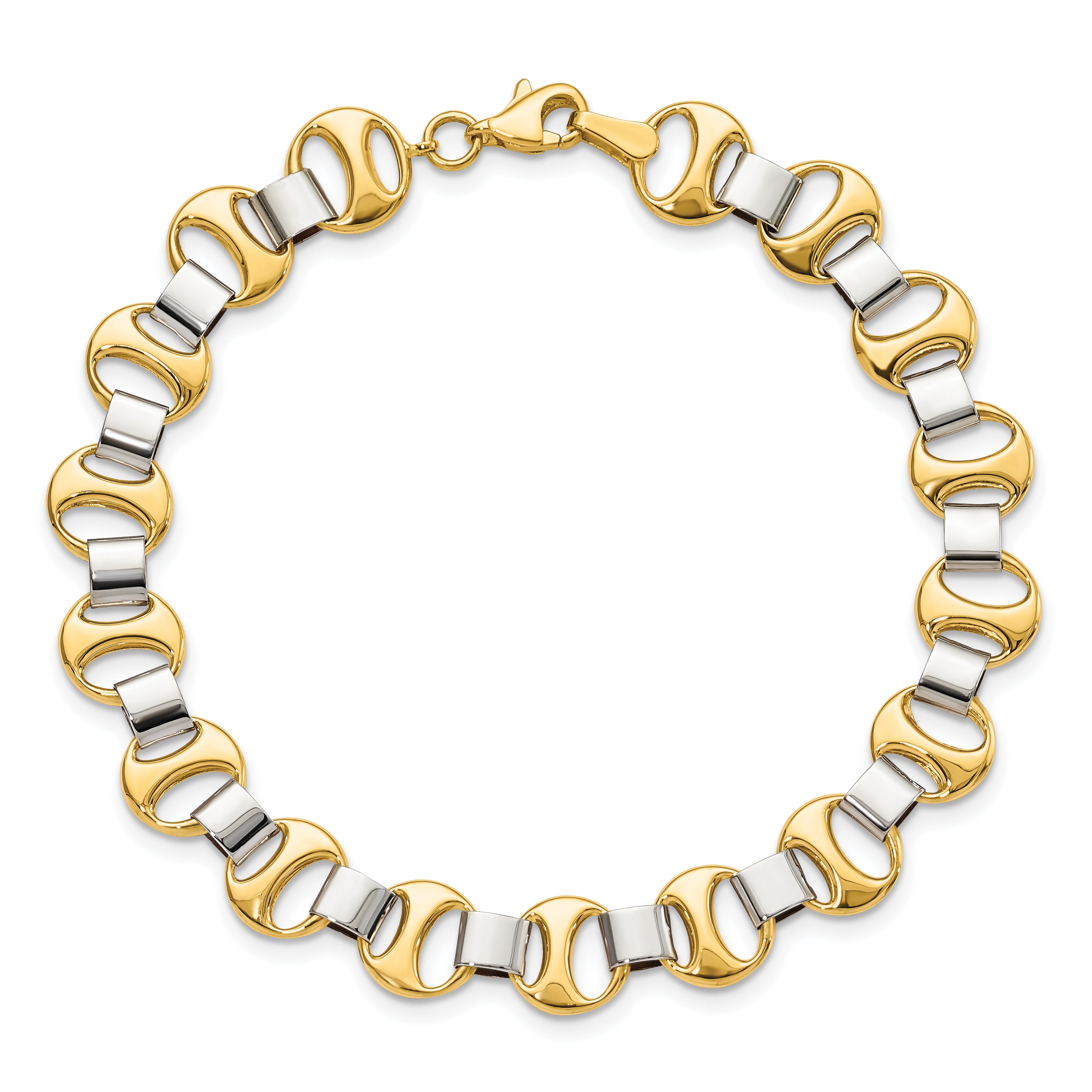7.5 Inch 14K Two-Tone Polished Fancy Link Bracelet