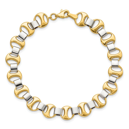 7.5 Inch 14K Two-Tone Polished Fancy Link Bracelet