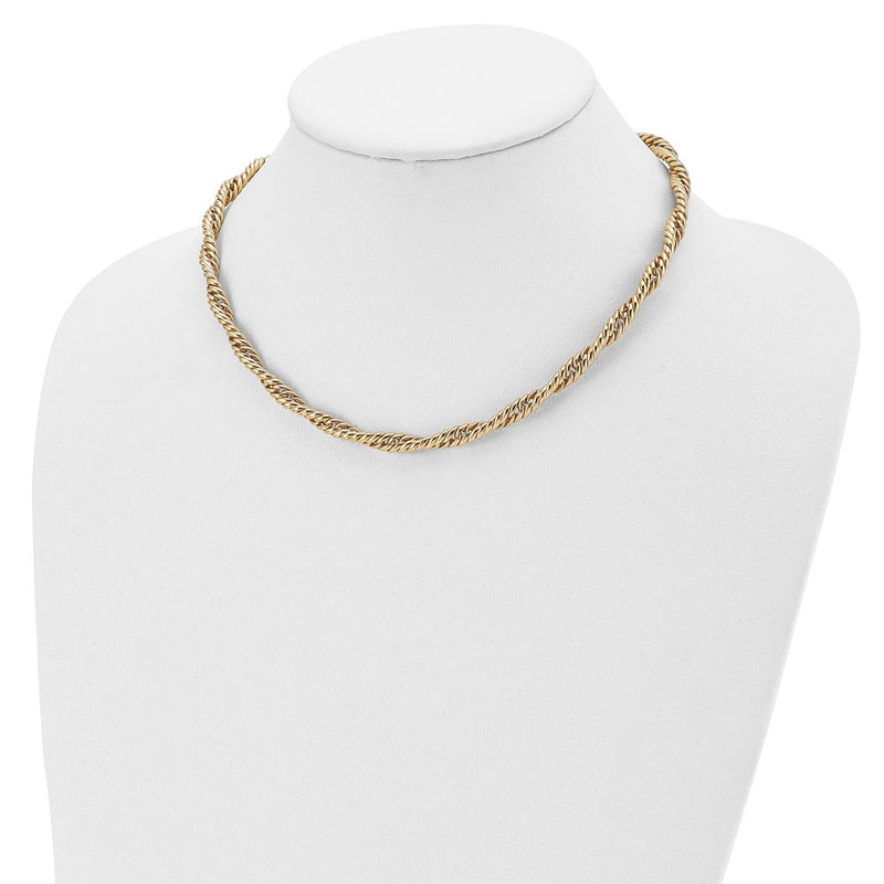14K Yellow Gold Polished Twisted Fancy Link Necklace
