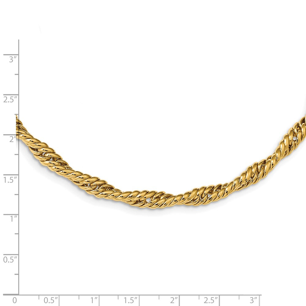 14K Yellow Gold Polished Twisted Fancy Link Necklace