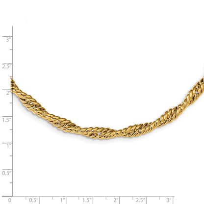 14K Yellow Gold Polished Twisted Fancy Link Necklace