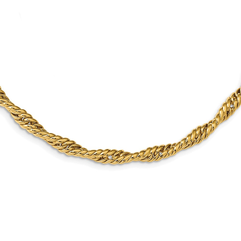 14K Yellow Gold Polished Twisted Fancy Link Necklace